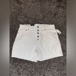 High Rise White Jean Shorts